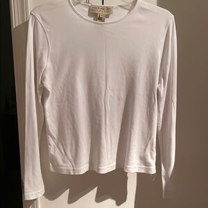 Jones New York White Fitted Crew Neck Tee